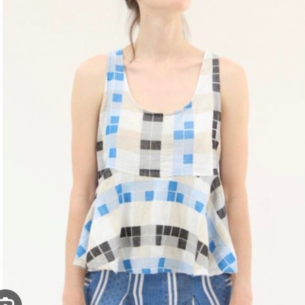 Ace & Jig Blue and Black Checkered Top